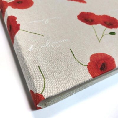 Oryginalny album na zdjęcia w lnianej oprawie z motywem maków