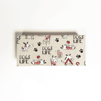 Ręcznie wykonane pudełko, etui do przechowywania z motywem wesołych piesków